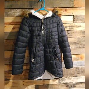 Bebe women's fur lined puffer parka, winter coat